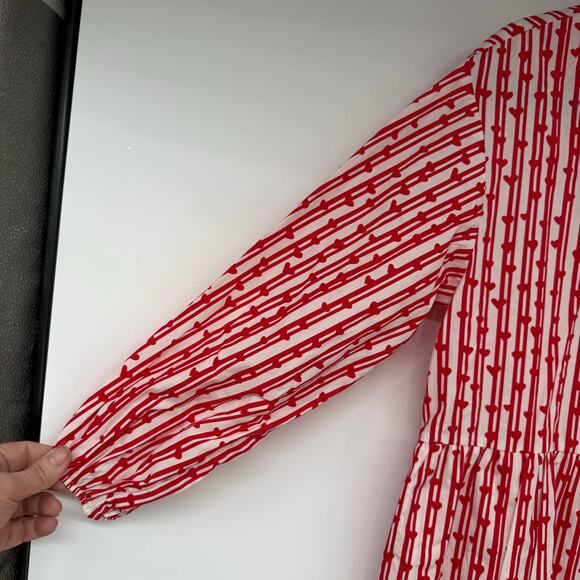 NWT Maeve Anthropologie The Bettina Tiered Mini Shirt Dress Women's Size S Red - Picture 5 of 12